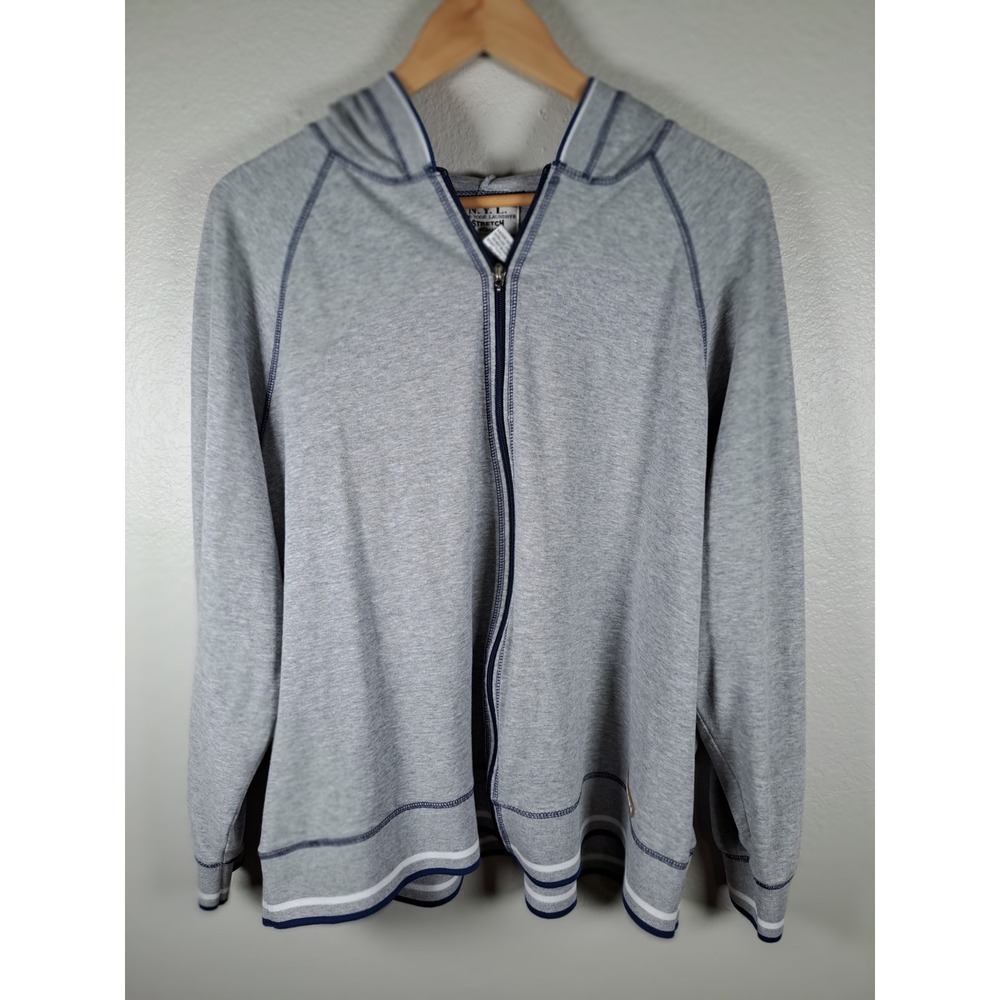 NYL New York Laundry Stretch Gray Zip Up Hoodie Sweatshirt Womens 1X Raglan